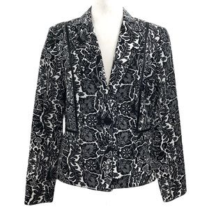 Coldwater Creek Black White Damask Paisley Womens Blazer Size Medium
